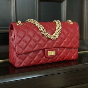 Red Quilted Should Flap Bag